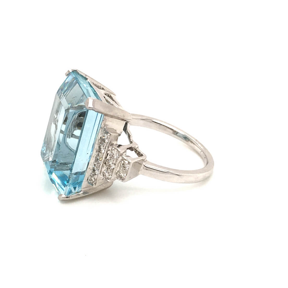 Emerald Cut Aquamarine & Diamond Ring | Cry For The Moon