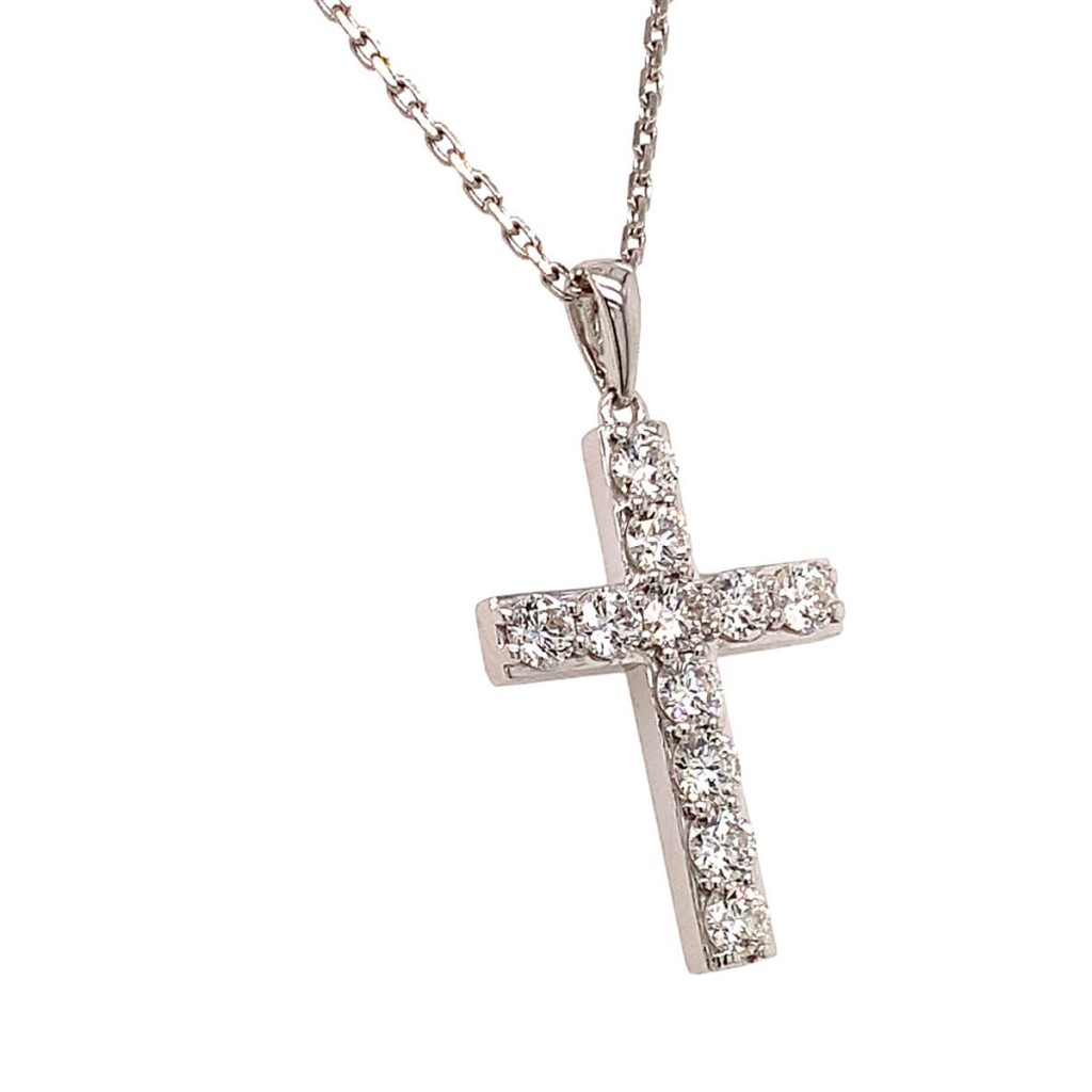 1.07ct Round Brilliant Cut Diamond Set Cross Pendent | Cry For The Moon