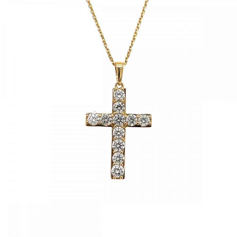 1.07ct Round Brilliant Cut Diamond Set Cross Pendant | Cry For The Moon