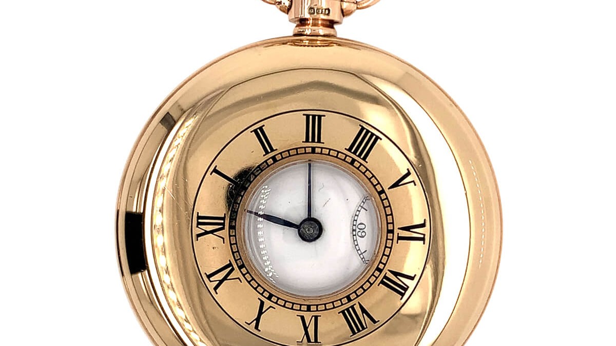 9ct Yellow Gold Half Hunter Pocket Watch Cry For The Moon