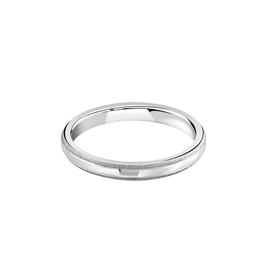 Platinum Medium Court Wedding Ring With Millegrain Edge | Cry For The Moon